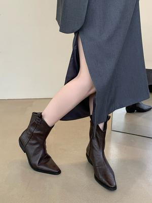 Модные женские ботильоны с круглым носком Chelsea Botas Flat Mid Heelsea Botas, черные, коричневые туфли 2024 года, новые поступления, зимние ботинки для вечеринок, женские 39