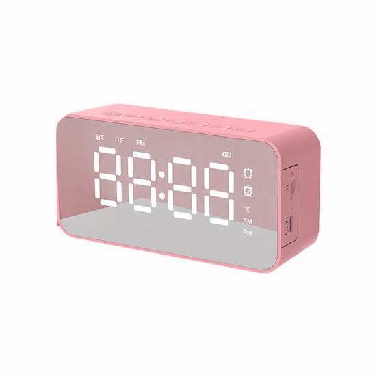 Q6 Bluetooth-compatible 5.0 Wireless Rechargeable Stereo Speaker Radio Alarm Clock Mirror