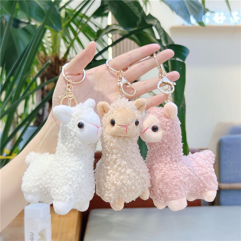 Cartoon Cute Alpaca Plush Pendant Creative Kawaii Doll Keychain Student Backpack Decoration Accessories Birthday Gifts