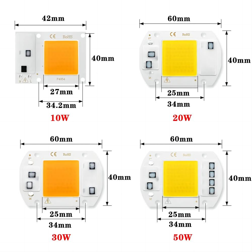 LED Lights COB LED Lamps CHIP AC 220V 50W 30W 20W 10W Hight Brightness Lighting COB Lights Chip For DIY Smart IC Full Spectrum Flood Light