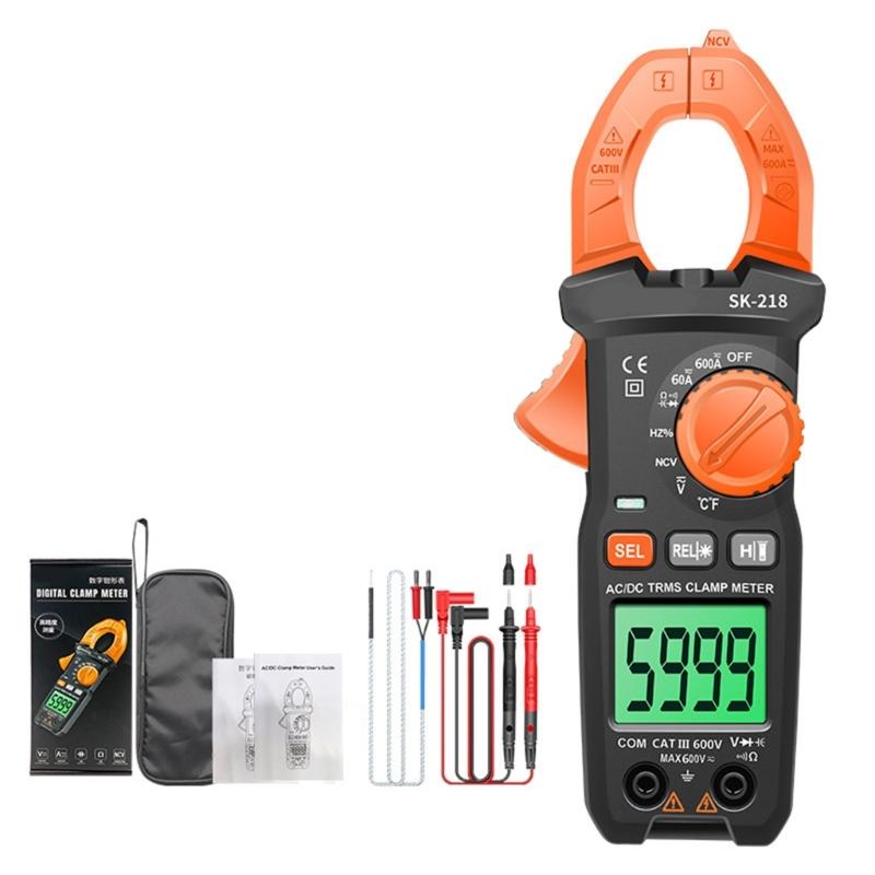 SK-218 Intelligent Clamp Multimeter for Current Up to 600A with Backlit Display and 26mm Large Jaw Opening