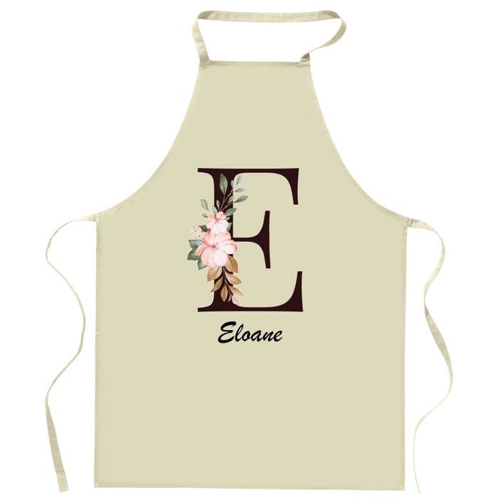 Tablier de cuisine - Eloane Lettre - Coton résistant - Impression durable (France) - Liens ajustables
