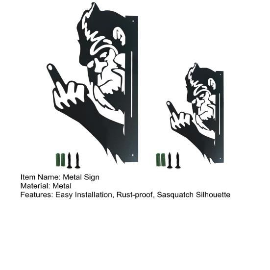 Peek-a-Boo Sasquatch металлический знак двухсторонний силуэт выглядывающего животного средний палец Sasquatch садовый художественный знак для наружной стены дерево забор декор