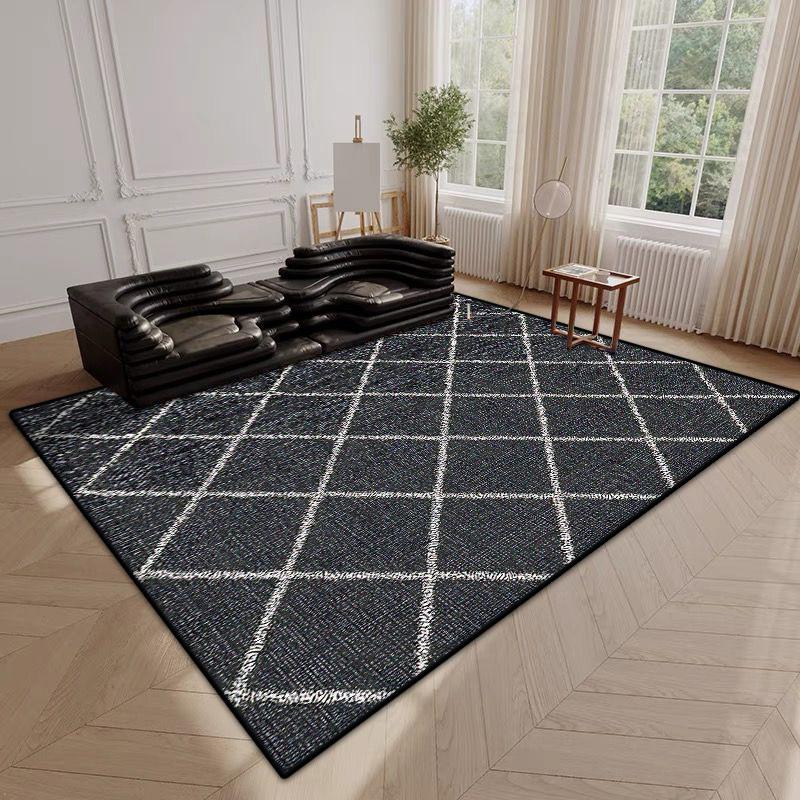 Modern Simple Style Plaid Pattern Decor Rug for Living Room Soft Easy Clean Sofa Table Mat Big Size Cloakroom Non-slip Carpet