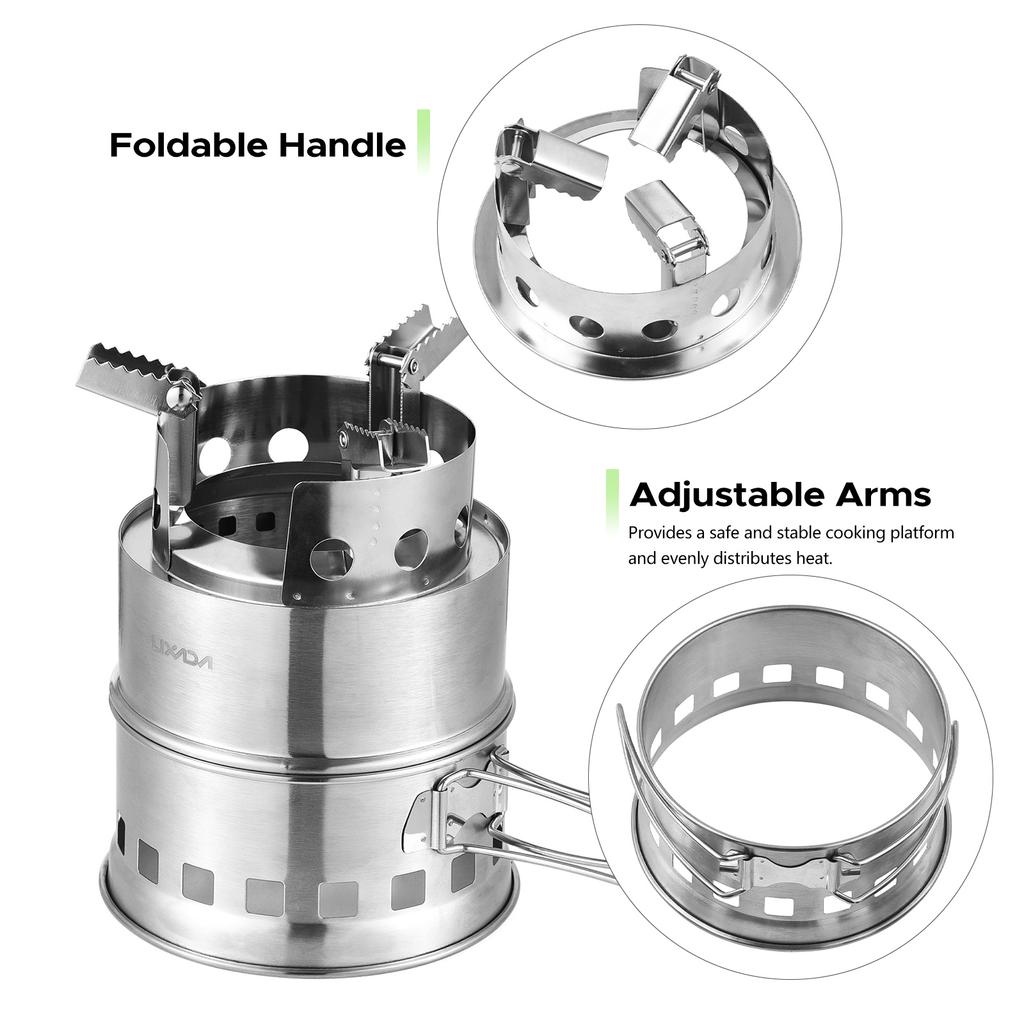 Portable Camping Stove Alcohol Wood Burning Survival Stove for Outdoor Backpacking Picnics and BBQs Small Dual Fuel Camp Stove