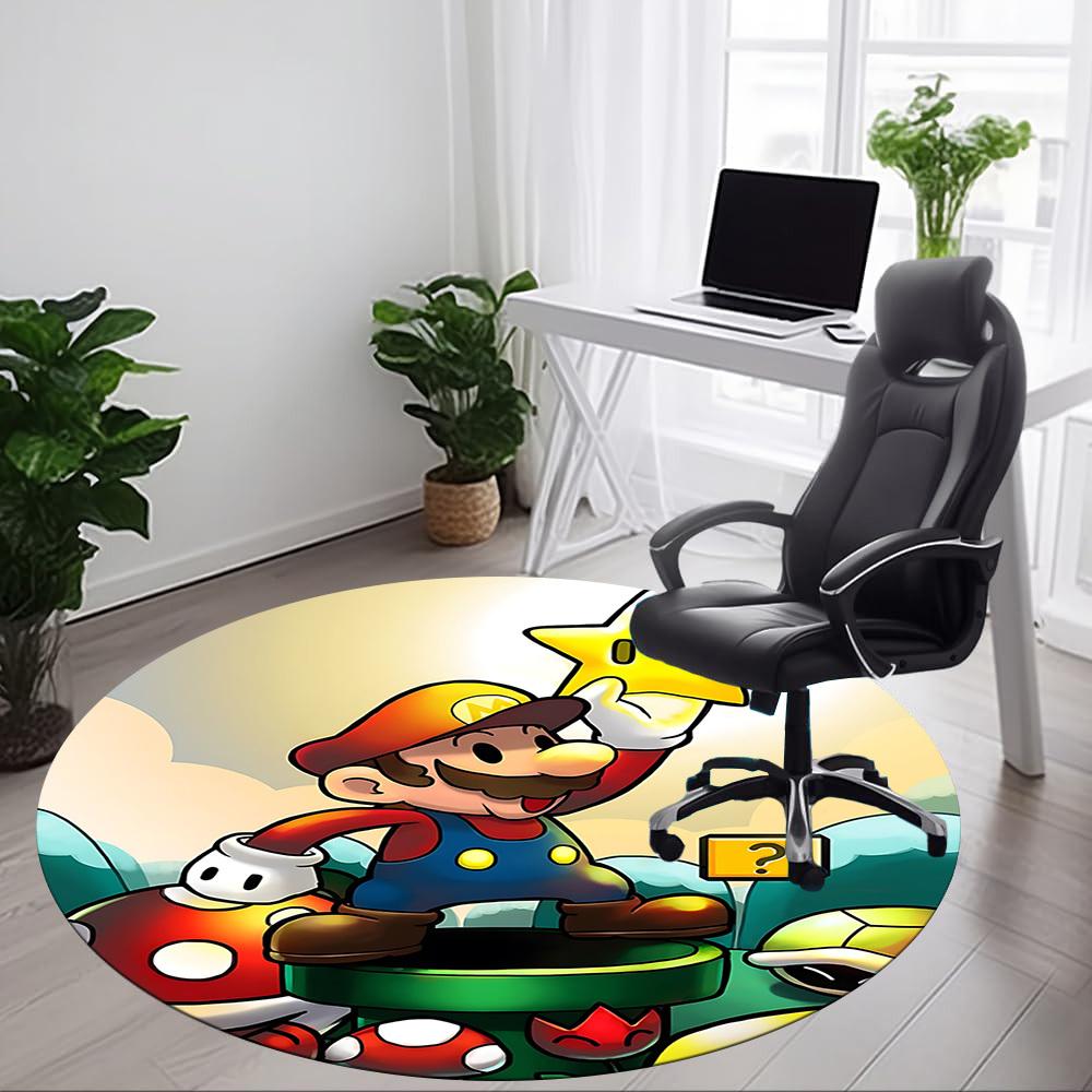 1pc Mario Adventure Office Round Area Rug, Under Office Chairs Bedroom Living Room Home Decor a1022270