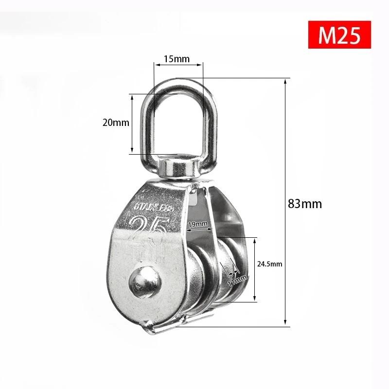Stainless Double Pulley Block Lifting Teaction Wheel Wire Rope Crane for Lifting and Hanging M15/M20 /M25/M32/M50 