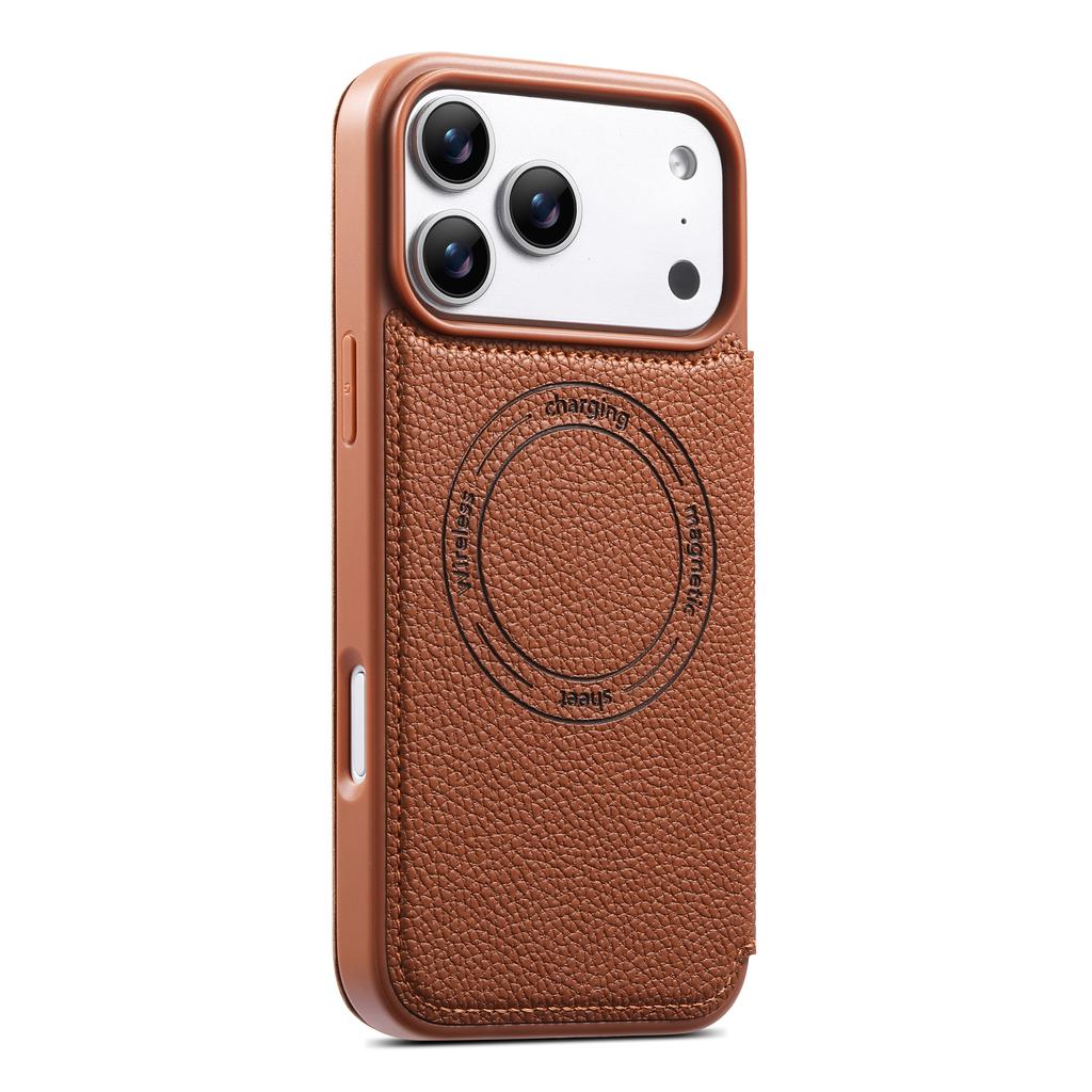 Роскошный деловой магнитный чехол-книжка со слотом для карт из кожи для iPhone 17 Pro Max 16 15 14 13 Ударопрочный для Magsafe Тонкий чехол