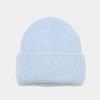 Angola Rabbit Fur Warm Solid Color Knitted Hat Women's Autumn and Winter Versatile Candy Color Vertical Stripe Thickened Ear Protection Hat