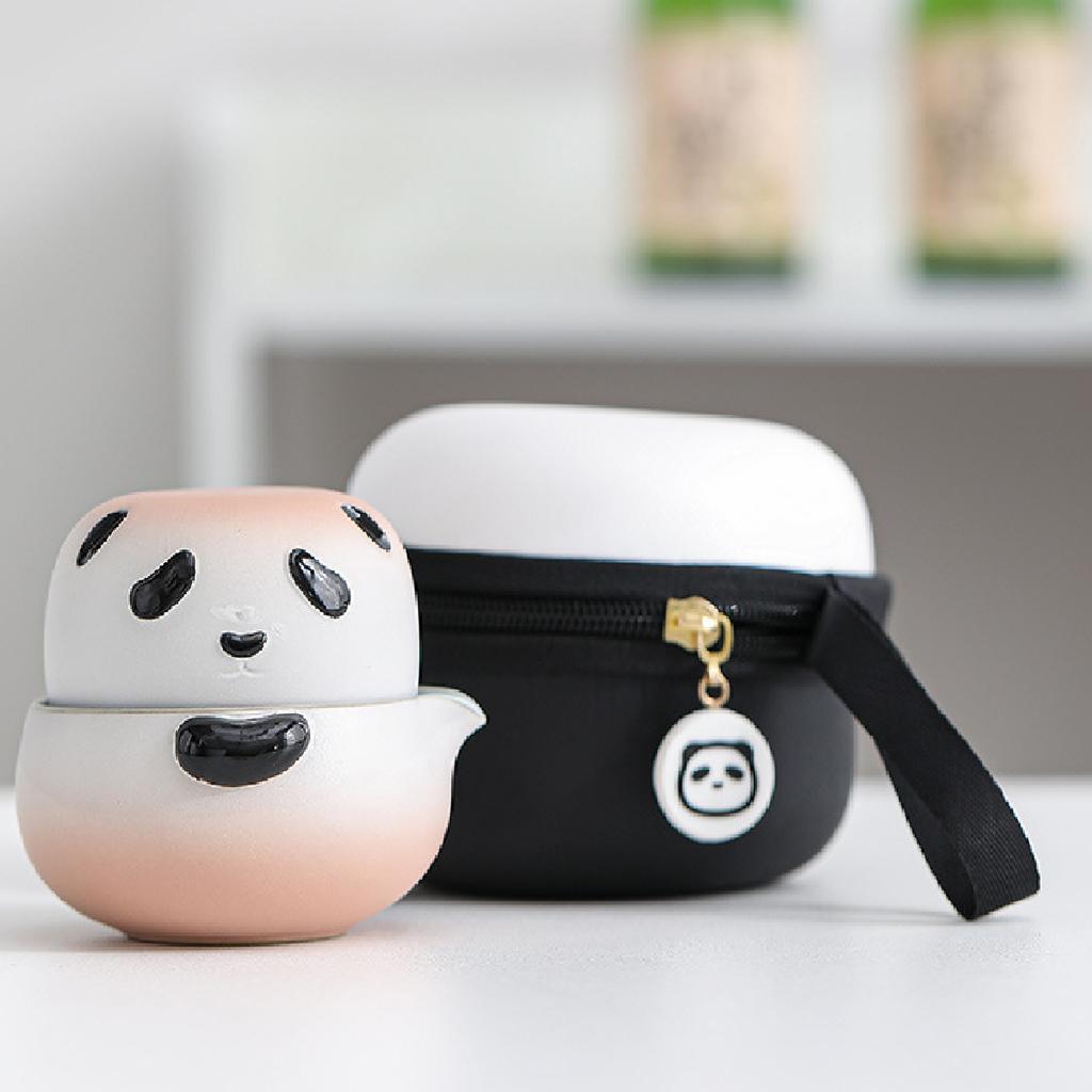 KuaiKe Cup Cute Panda One Pot One Cup Single Person Outdoor Portable Travel Tea Set Gift Tea Cup Set