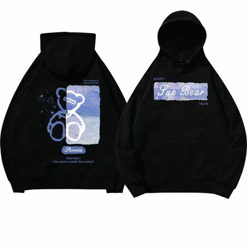 Свитшот для пары с принтом медведя — модная куртка осень/зима 2021 с бархатной подкладкой