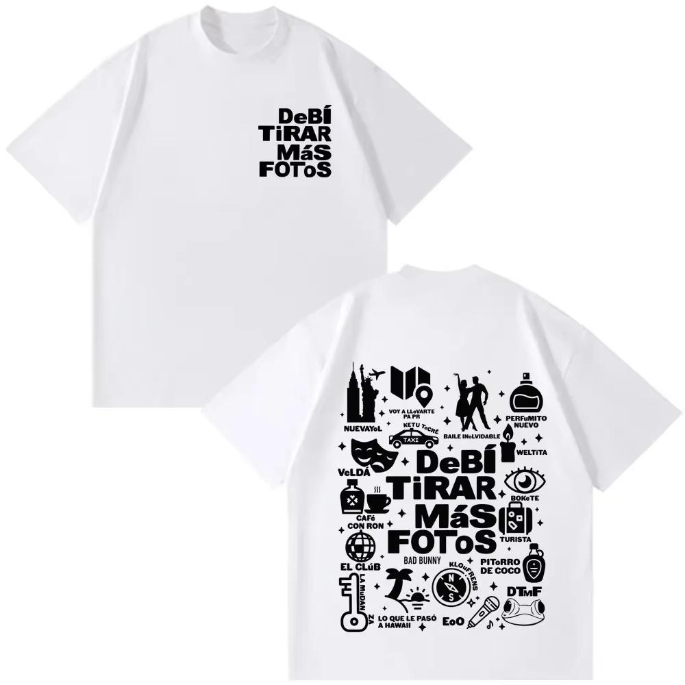Rapper Bad Bunny Debi Tirar Mas Fotos DTMF Tour T-shirt Unisex Fashion Hip Hop Loose Cotton Casual Women And Men T-shirt