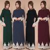 Middle  Turkish Fashion Full Buckle Muslim Lace Robes Muslim Long Dress