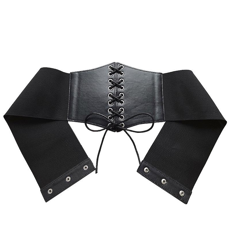 Женский эластичный пояс на талию Широкий кожаный пояс для ношения с платьем Женский пояс Черный пояс на талию Женский универсальный модный пояс