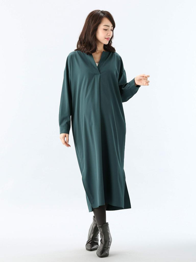 ANGELIEBE Легко мнется Разрез сбоку Длинный Дородовой и Послеродовой Дородовой Длинный Зеленый 22929400 Для беременных, Кормление грудью, Устойчивый, На пуговицах, Платье,