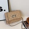 Rhombus Casual Chain Solid Color Small Square Bag 2025 Autumn New High Value Foreign Style Bow Shoulder Messenger Bag