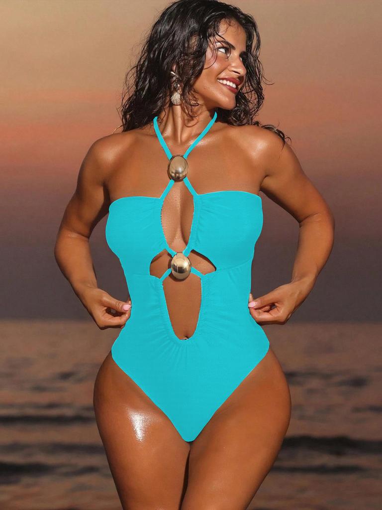 Bandeau Sexy Women One Piece Swimsuit Swimwear Female Hollow Out Biquini Monokini Swimming Suit Bathing Suit Beachwear