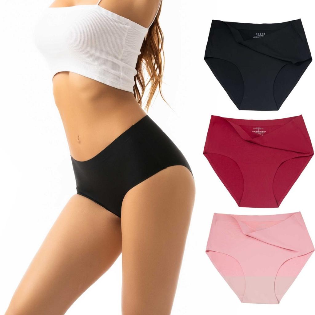 Трансграничное бесшовное нижнее белье Женские цельные трусы Ice Silk с высокой талией большого размера