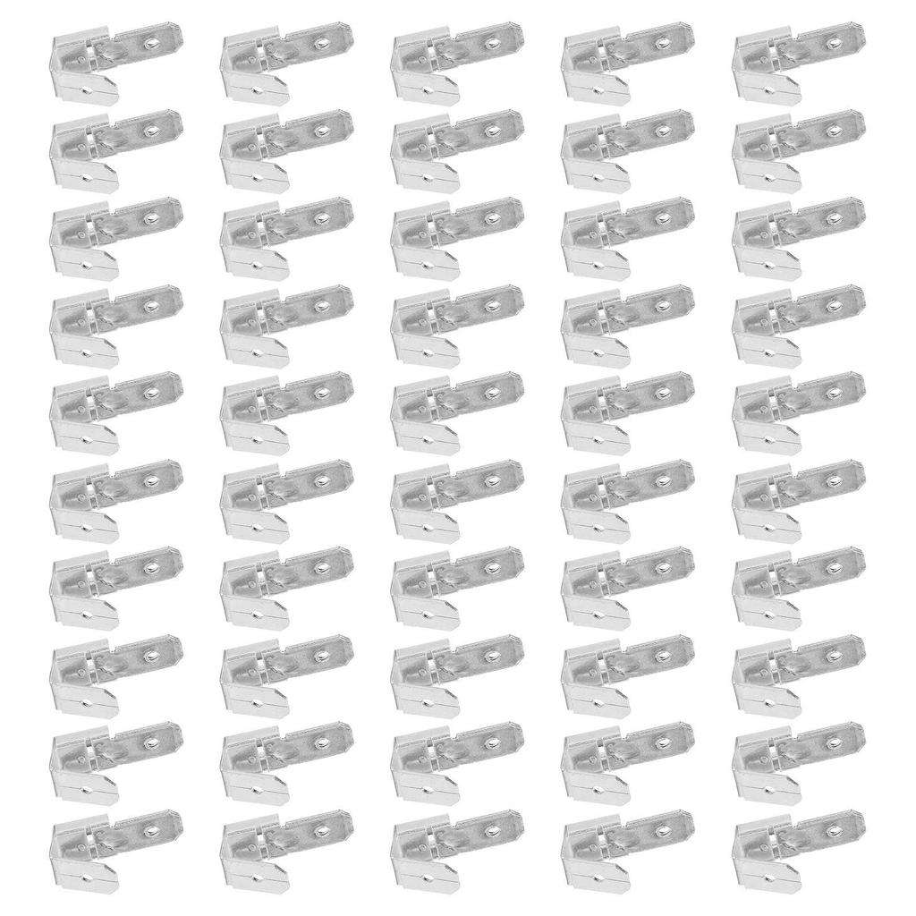 50Pcs Piggyback Spade Connectors Brass 6.35mm Double Headed Plug 3 Way Wire Connector Silver