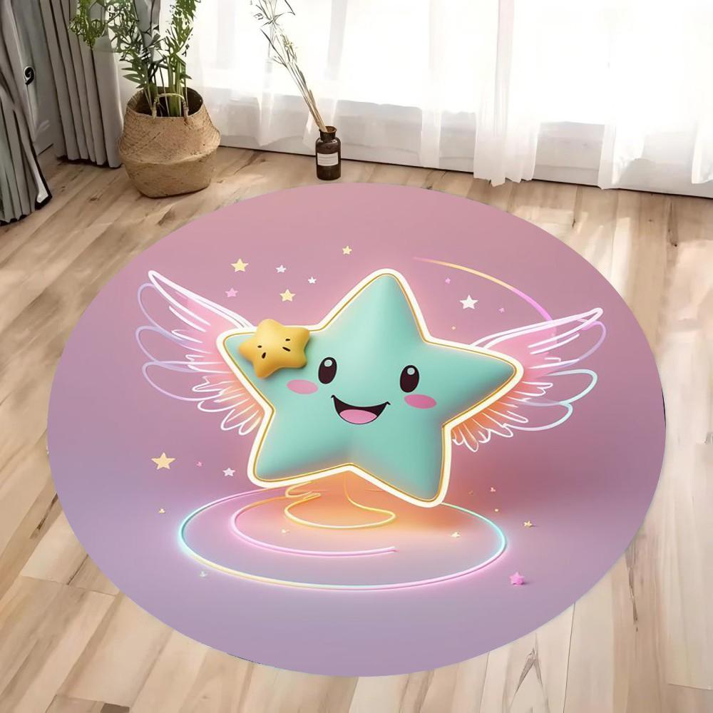 Pumpkin Head Bat Castle Halloween Round Carpet Floor Mat Suitable for Children's Bedroom Decor Living Room Round Rugs for Gifts