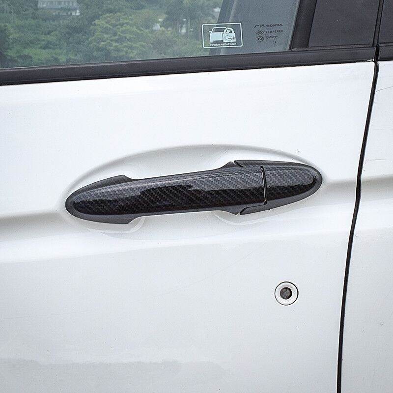 Door Handle Cover For Honda Fit Jazz 2014 2015 2016 2017 2018 Carbon Fiber Chrome Car Side Sticker Styling Accessories