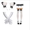 Halloween Cat Girl Costume Set With Ears Headband Gloves Tights Outfit Women Cosplay Party