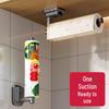 Punch-Free Suction Cup Paper Towel & Plastic Wrap Holder with Hanging Rod