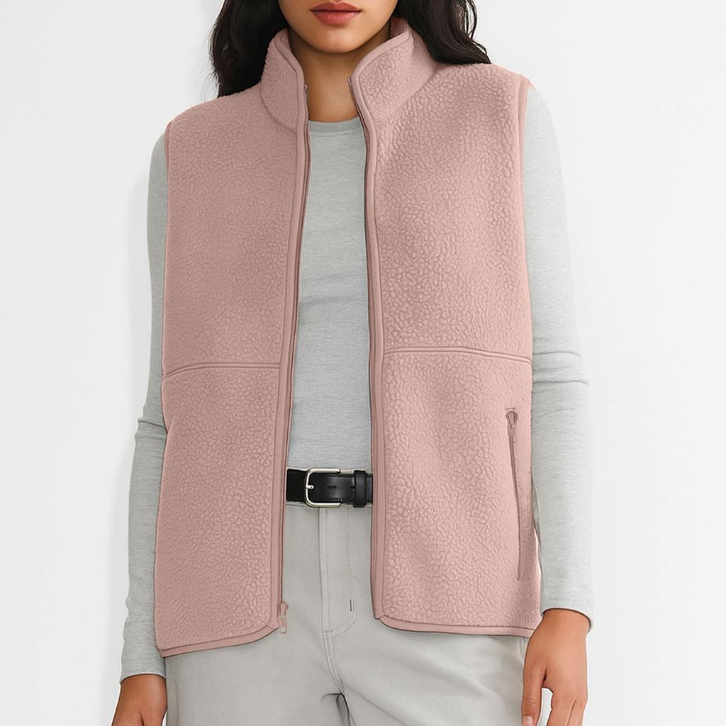 Women's Fashion Warm Sleeveless Vest Zipper Fleece Jacket