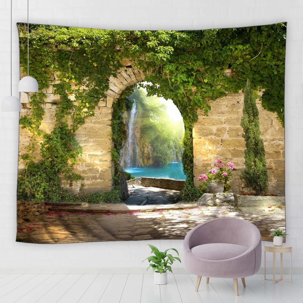Домашний Декор Гостиная Гобелен Каменные Арки Пейзаж Гобелен На Стене Римский Сад Пейзаж Спальня Фон Настенный Гобелен