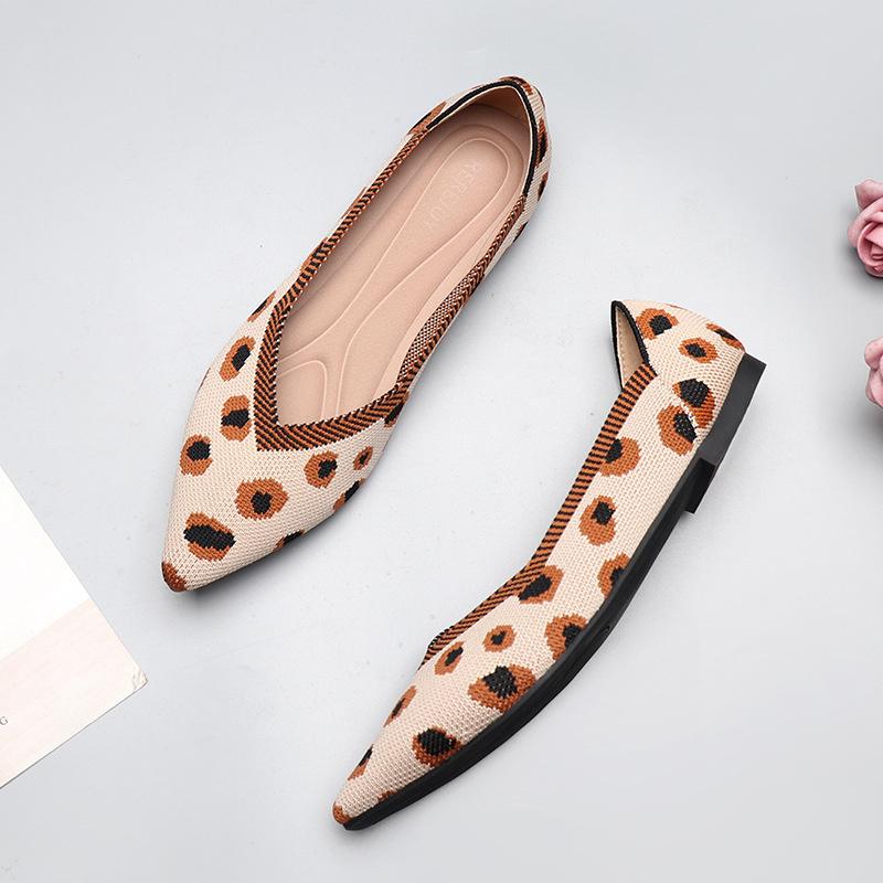 Fashion 2024 New Women's Spring Autumn Flat Shoes Fashion Casual Shallow Pointed Toe Knitting Soft Sole Elastic Comfortable Shoes