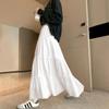 Женская белая миди-юбка А-силуэта - Весенняя коллекция 2025, Высокая талия, Свободная, Длинная, Стиль "маленький торт"