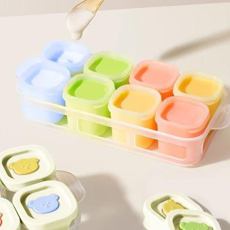 2/4/8Pcs Baby'S Small Complementary Food Box Steamed Cake Mold Ice Tray Baby'S Complementary Food Mini Box With Lid