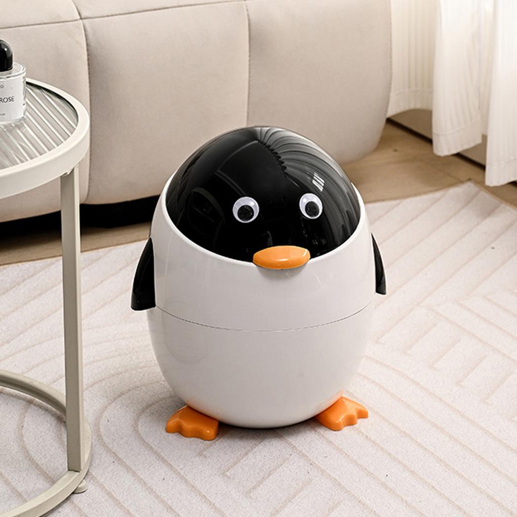 Мультяшное мусорное ведро в форме пингвина с откидной крышкой, мусорный бак из АБС-пластика и полипропилена для дома, кухни, ванной комнаты, офиса, для украшения