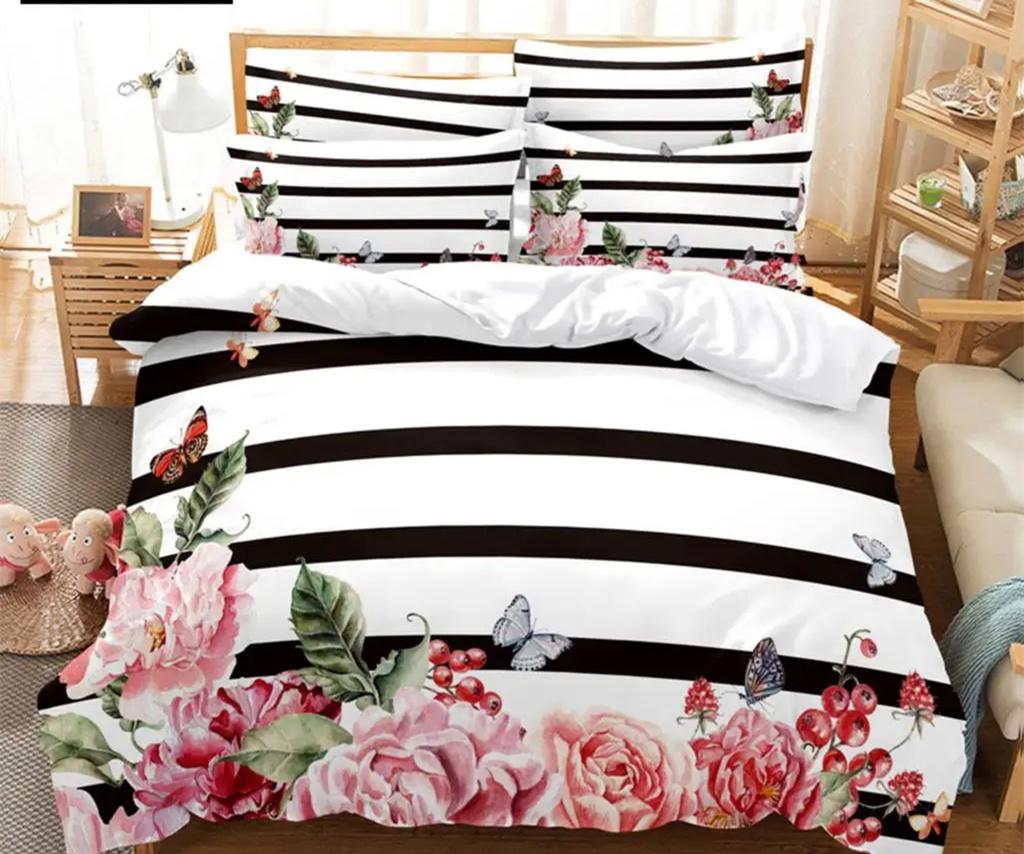 Blue Butterfly Duvet Cover Collection King Queen Twin Size Double Bed Single 3D Queen Bedding Collections Pink Quilt Cover With 2 Pillowcases