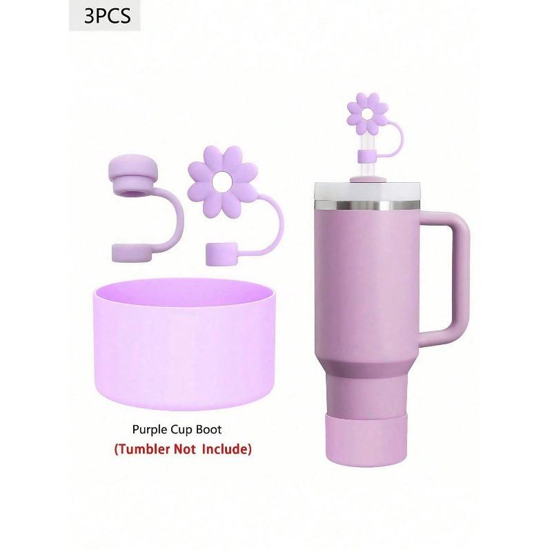 Silicone Mushroom Head Straw Cap Chrysanthemum Three-piece Set Flower 10mm Straw Dust Cover Cup Sleeve