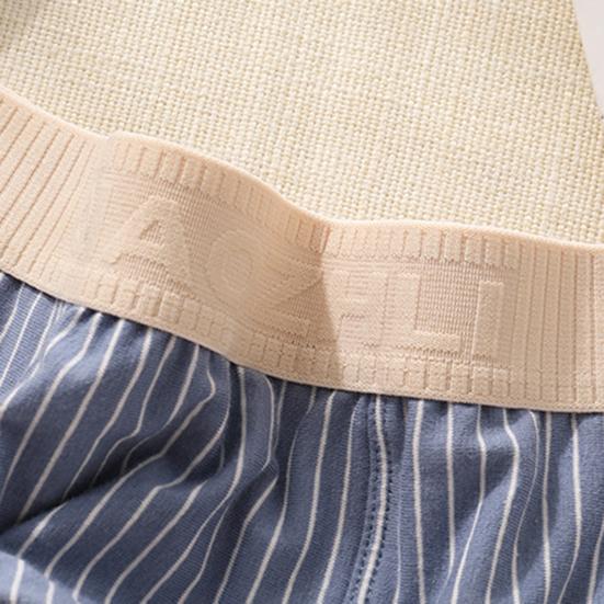 Men Boxer Briefs Mid-rise Elastic Waistband Shorts Underwear Striped Print Patchwork Color U-Convex Panties