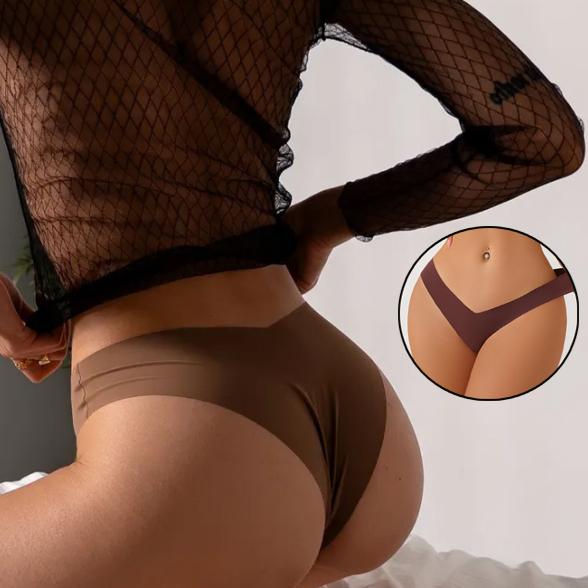 Женское пляжное бикини с глубоким V-образным вырезом, приятные для кожи бесшовные трусики, ультралегкие мягкие трусы, сексуальное нижнее белье с низкой талией