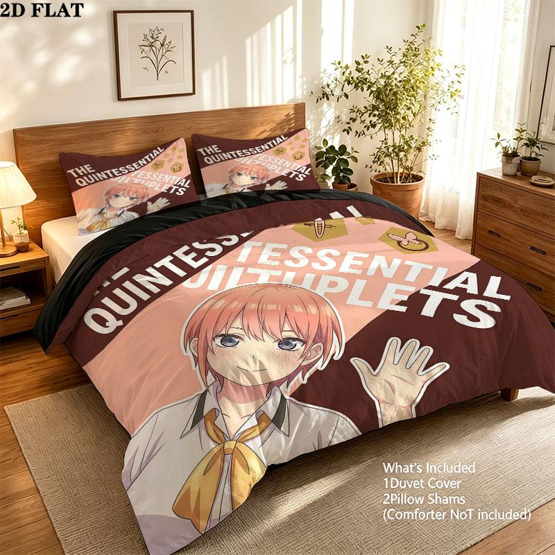 5Toubun Pattern Bedding Quilt Set Quilt Cover Pillowcase Home Birthday Gift(1 * duvet cover + 2 * pillowcase, without core)