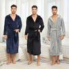 Hooded Robes for Men Full Length Spa Bathrobes Soft House Sleepwear Coat with Hood and Pockets Men's Winter Warm Plush Fleece Robe Hooded Fluffy Robes
