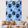 Blue Background with Paws and Bones Patterned Tapestry Decorative Wall Hanging, Home Bedroom Living Room Decor