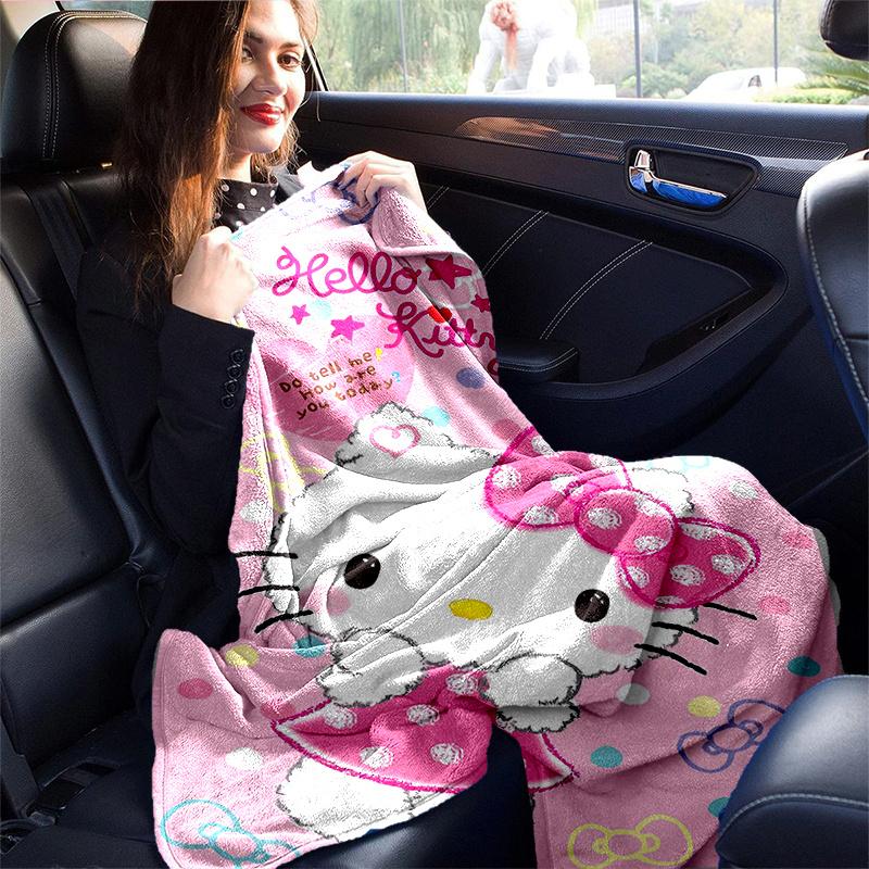 1pc Whimsical Journey Hello Kitty's Adventure Super Soft Flannel Blanket, Great for Bed, Sofa, Chair, Camping, Living Room, Office and Gift Giving, Na