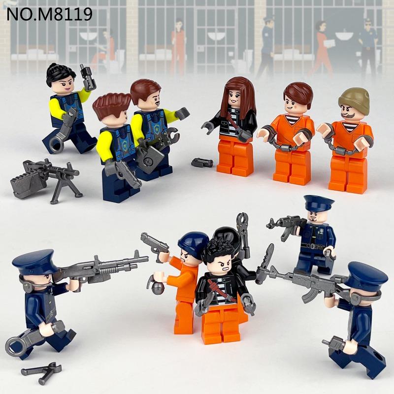 12-piece modern city police mini character building blocks eapons tactical characters military action children's mini toys