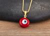 Nidin New Retro Disk Shape Evil Eye Zircon Pendant Necklace For Women Girl Daily Party Clavicle Chain Jewelry Accessories Gifts