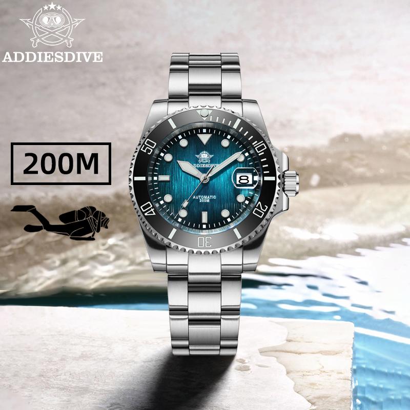 ADDIESDIVE Men Mechanical Wristwatch 41mm Stainless Steel NH35 Sapphire Glass Watches Reloj BGW9 Luminous Dive Watch AD2078