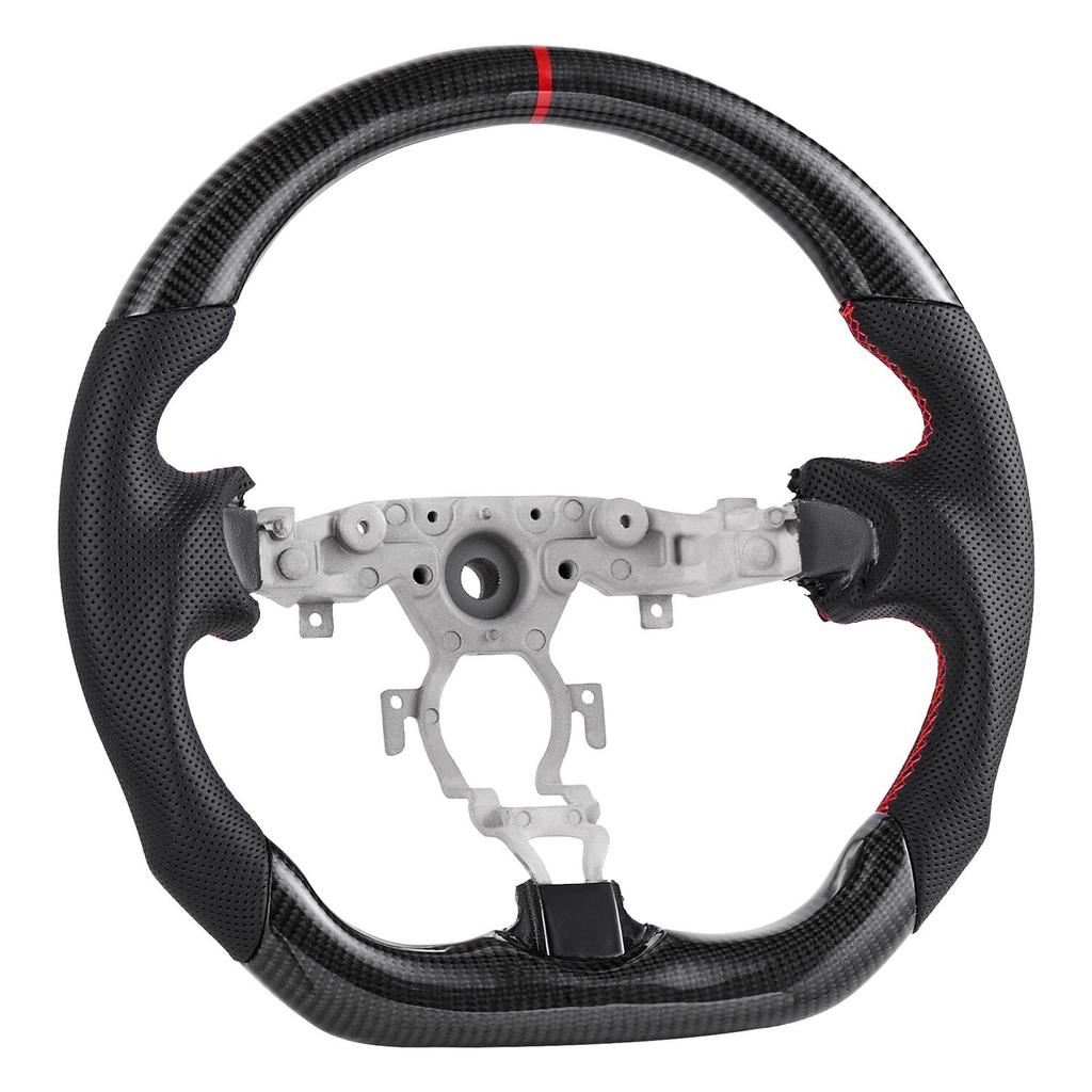Steering Wheel for 2008-2020 Nissan 370Z, Carbon Fiber Steering Wheel D-Shaped Flat-Bottom, Leather Grip with Non-Slip Texture & Precise Stitching,