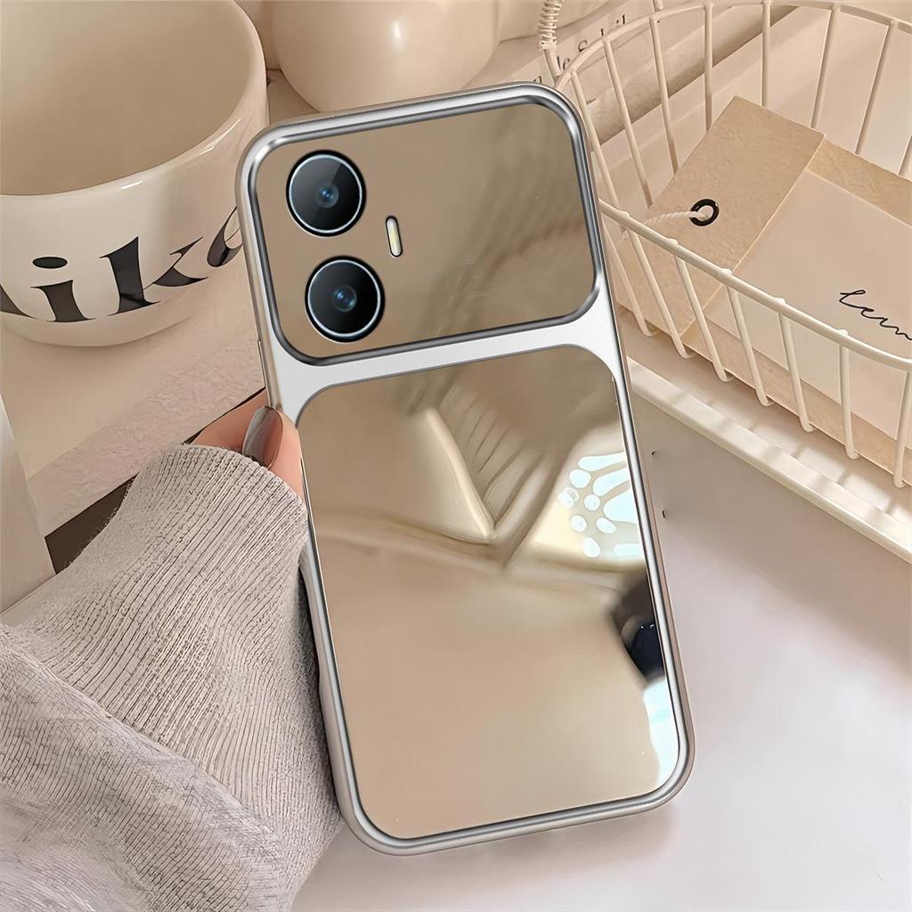 Чехол для realme C55 Модный с большим окном Зеркальный чехол для телефона