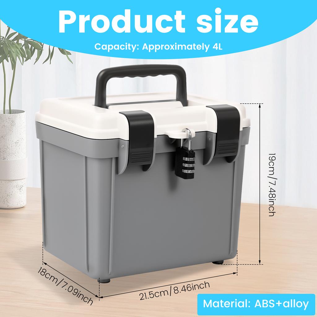 Combination Safe Box Large Capacity Document Safe Box with Combination Lock Portable Locking Organizer for Home Office Traveling