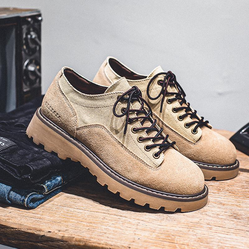 2024 Итальянский Бренд Модные Новые Мужские Рабочие Ботинки Ретро Желтые На Толстой Подошве На Шнуровке Мужские Оксфорды Обувь для Пешего Туризма
