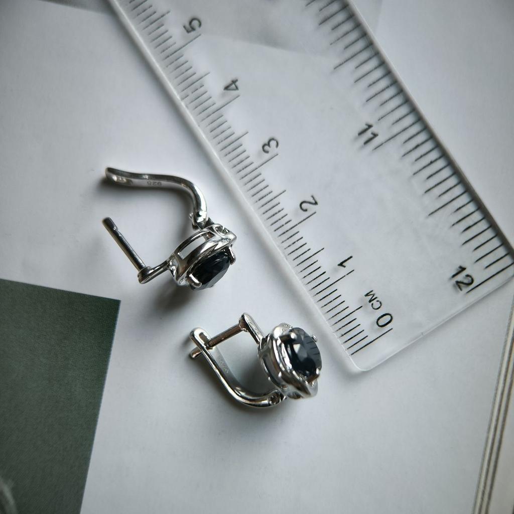 Silver Earrings with Natural Sapphire 3.622ct, Cubic Zirconia (2178712)