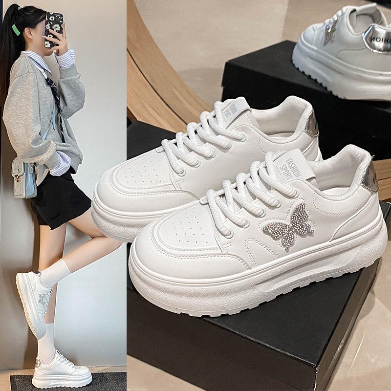 Trend Butterfly Versatile Fashion Little White Shoes Women's Summer Skirt 2024 Spring and Autumn Popular Platform Casual Board Shoes